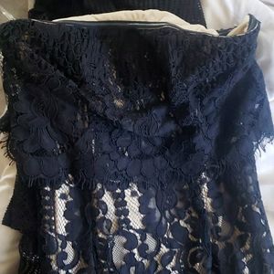 NEW black and nude bandeau lace maxi dress size small (4)